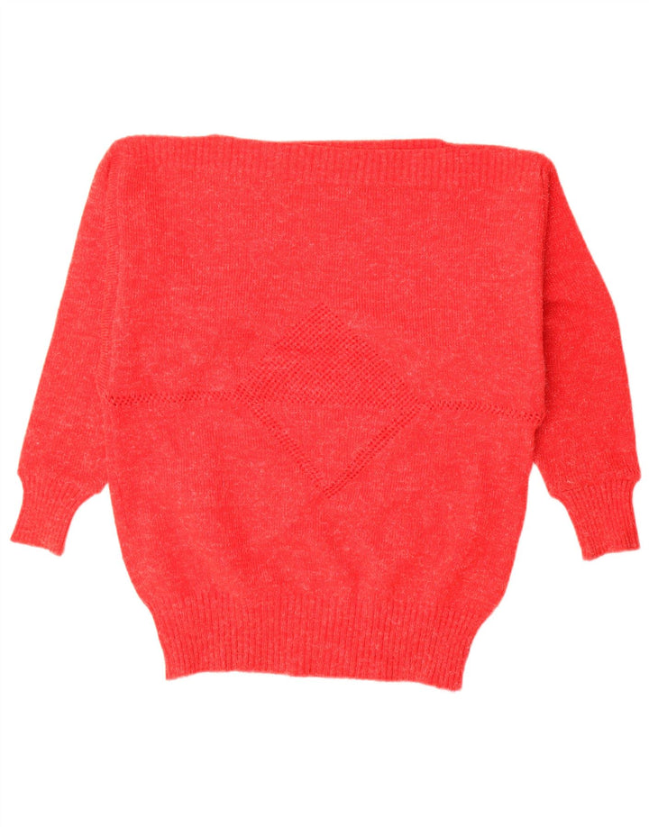 Suéter feminino vintage com gola canoa IT 44 vermelho médio manchado