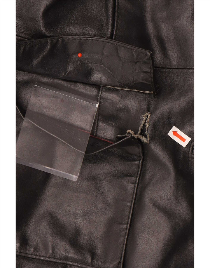 Casaco de couro feminino vintage UK 14 grande preto