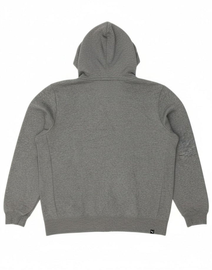 Suéter masculino PUMA com capuz e zíper gráfico grande algodão cinza