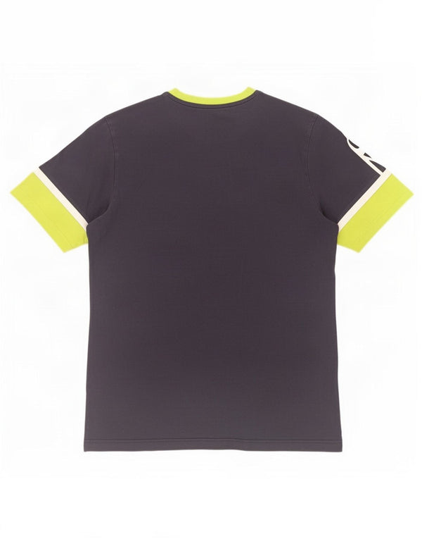 Adidas Mens Graphic T-Shirt Top Médio Azul Marinho Colorblock Algodão