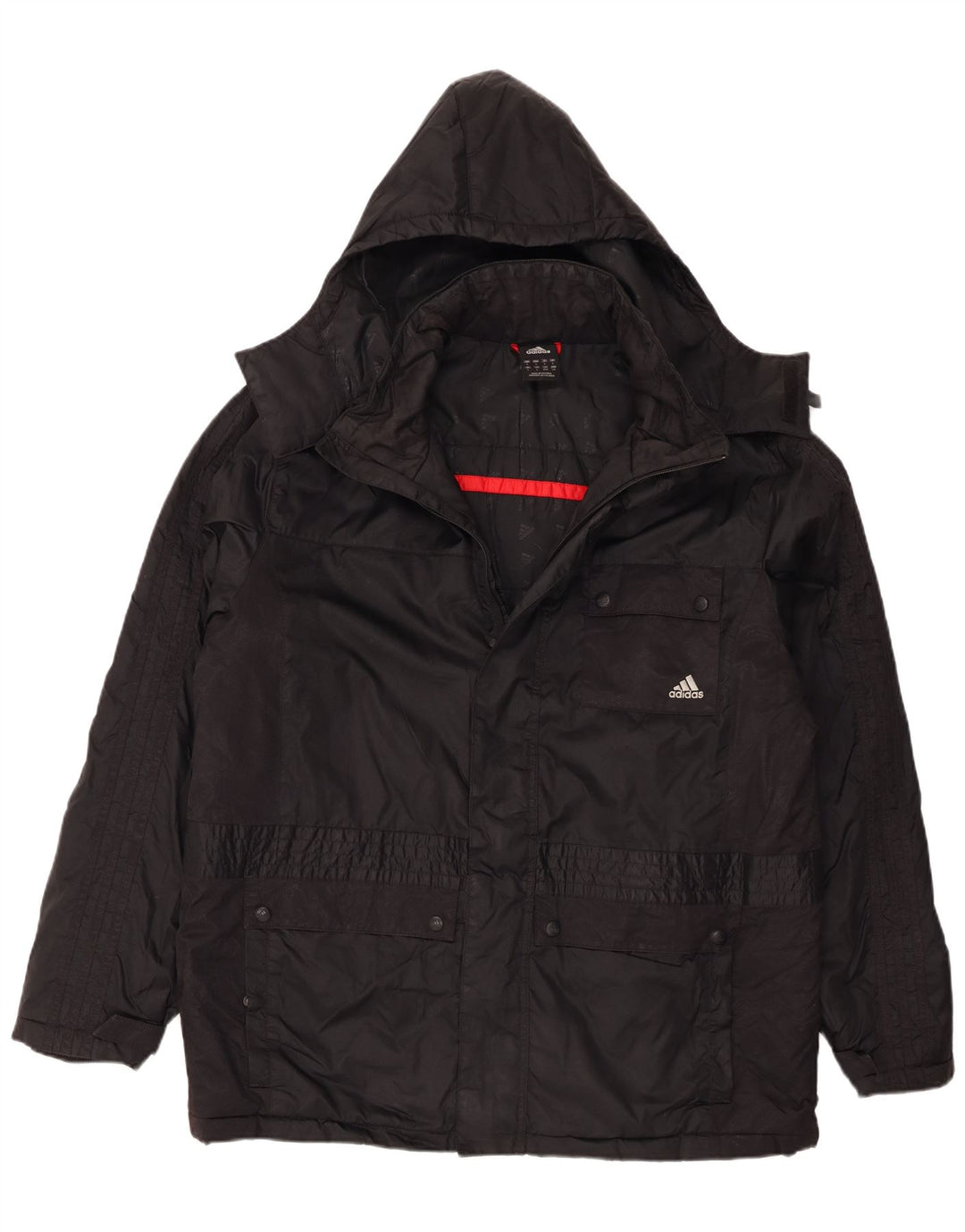 Adidas Mens Hooded Utility Jacket UK 40 Grande Poliamida Preta