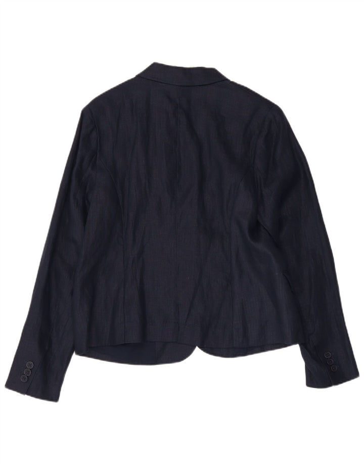 Jaqueta blazer feminina Monsoon com 1 botão Reino Unido 14 grande linho azul marinho