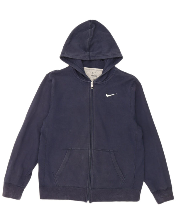 Suéter Nike Boys Zip com capuz 13-14 anos XL azul marinho algodão