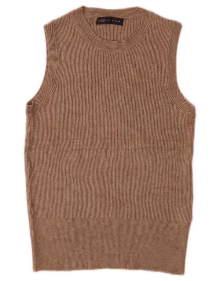 Regata feminina Marks & Spencer com colete Reino Unido 16 grande viscose marrom