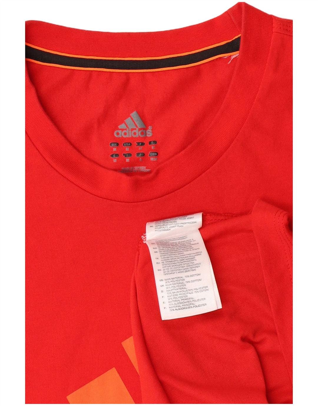 Adidas Mens Camiseta Top Médio Algodão Vermelho
