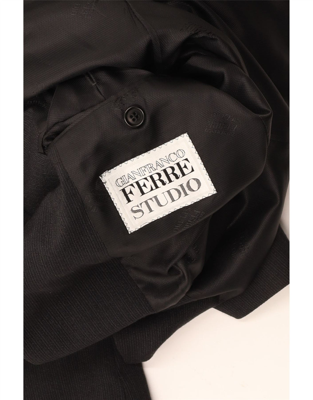 Jaqueta blazer masculina de 3 botões GIANFRANCO FERRE Reino Unido 38 risca de giz preta média