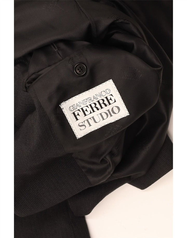 Jaqueta blazer masculina de 3 botões GIANFRANCO FERRE Reino Unido 38 risca de giz preta média