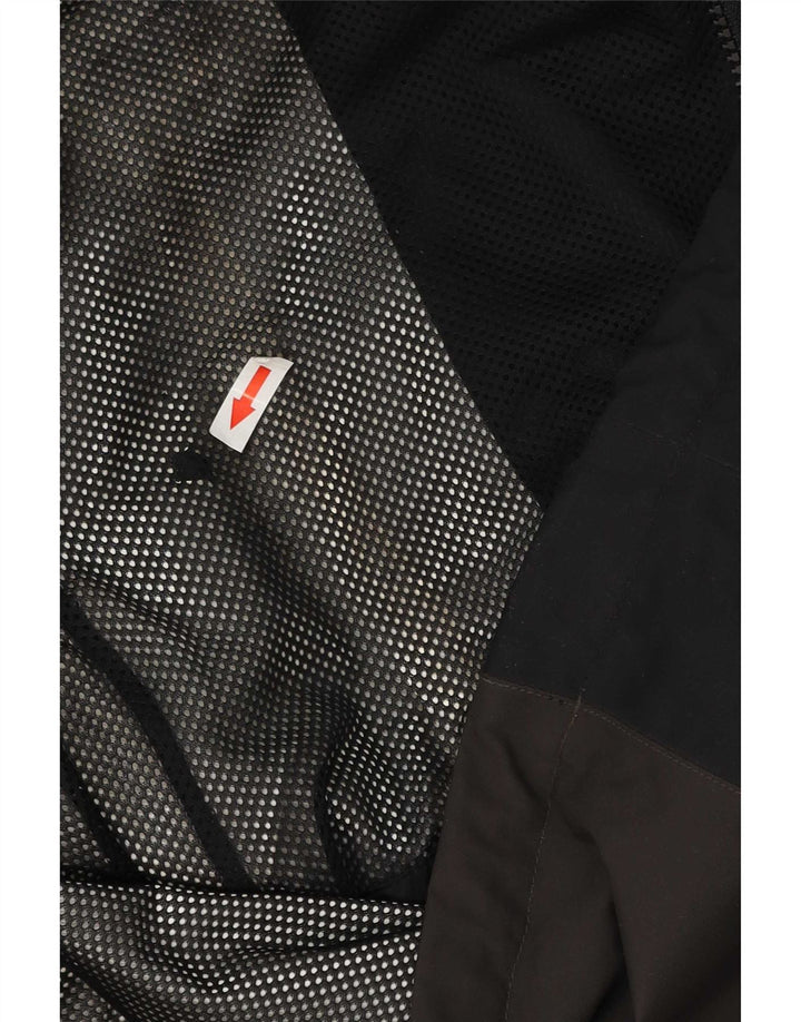 Jaqueta de chuva feminina com capuz Jack Wolfskin Reino Unido 12/14 bloco colorido marrom médio
