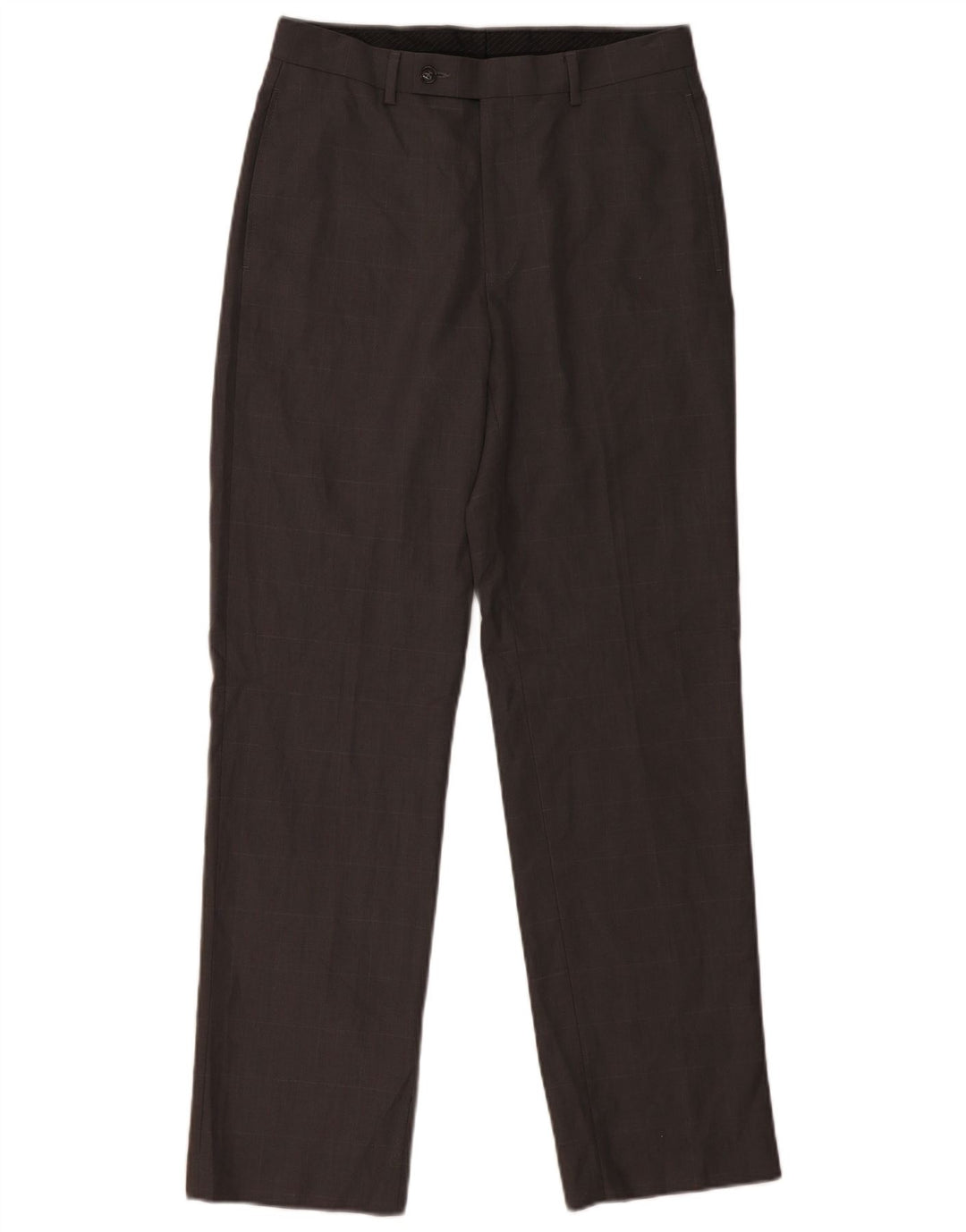 CALVIN KLEIN Calça masculina de terno reto W30 L32 poliéster xadrez cinza