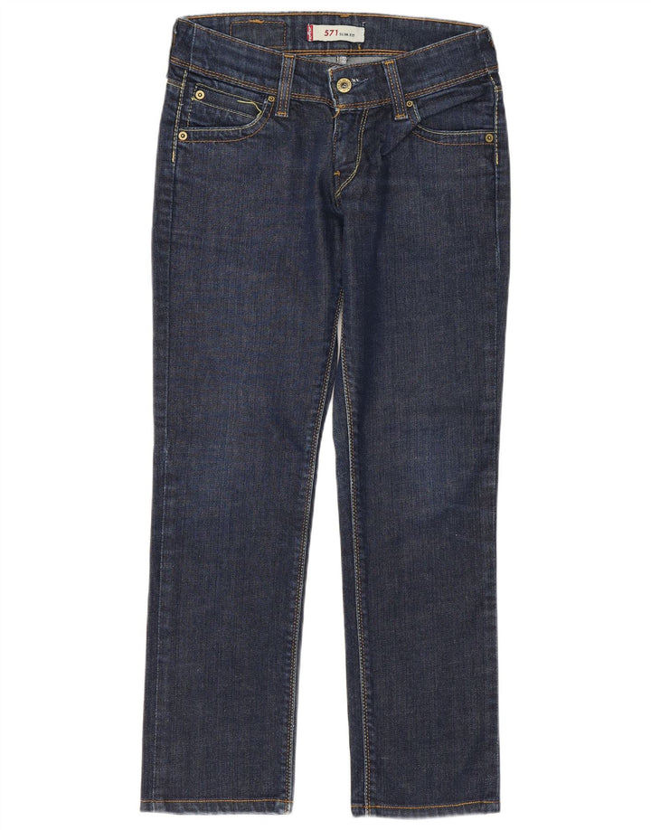 Calça jeans feminina Levi's 571 Slim W26 L26 azul algodão