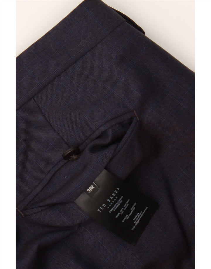 Calça masculina slim Ted Baker W36 L31 lã azul marinho