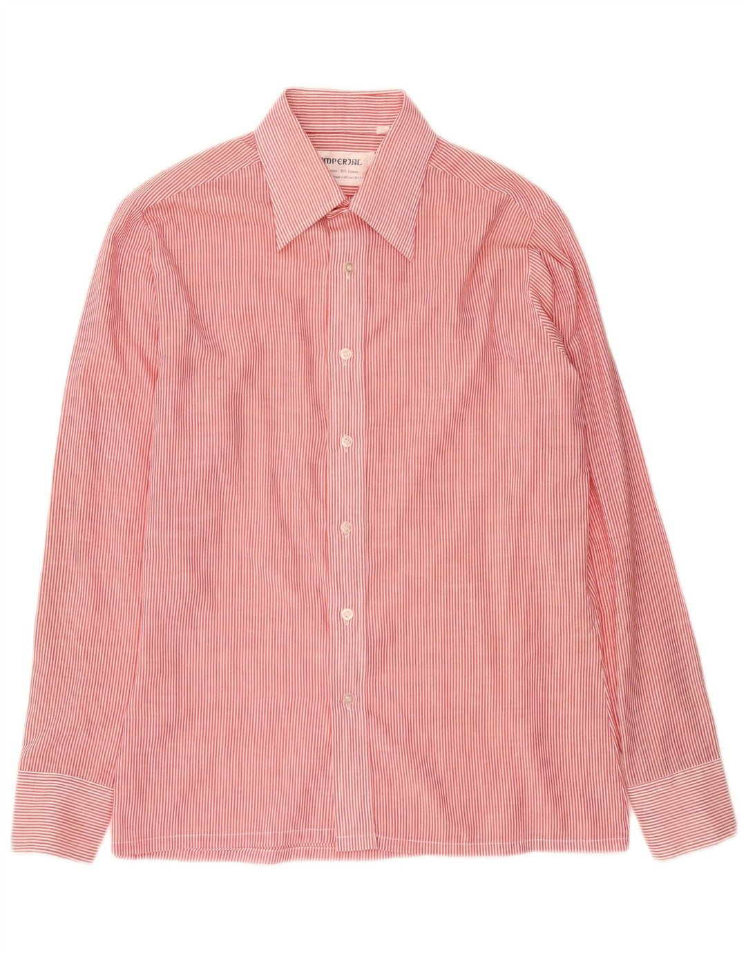 Camisa imperial masculina tamanho 39 15 1/2 poliéster listrado vermelho médio