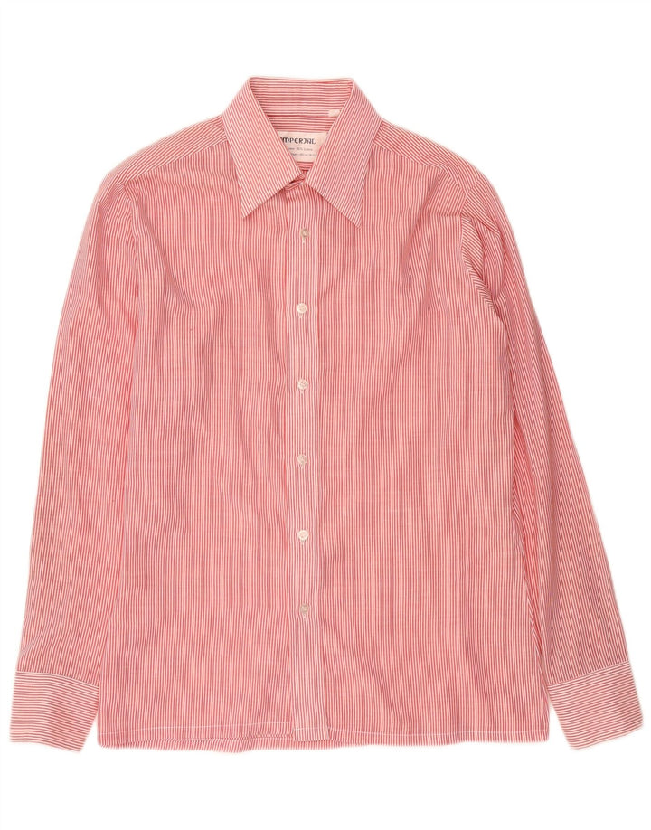Camisa imperial masculina tamanho 39 15 1/2 poliéster listrado vermelho médio