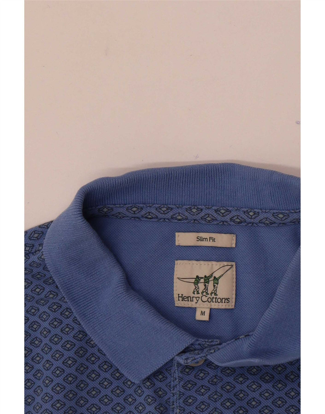 Camisa polo masculina Henry Cottons Slim Fit média azul geométrica