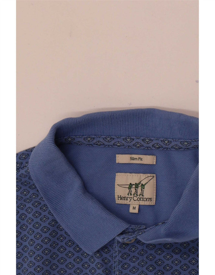 Camisa polo masculina Henry Cottons Slim Fit média azul geométrica