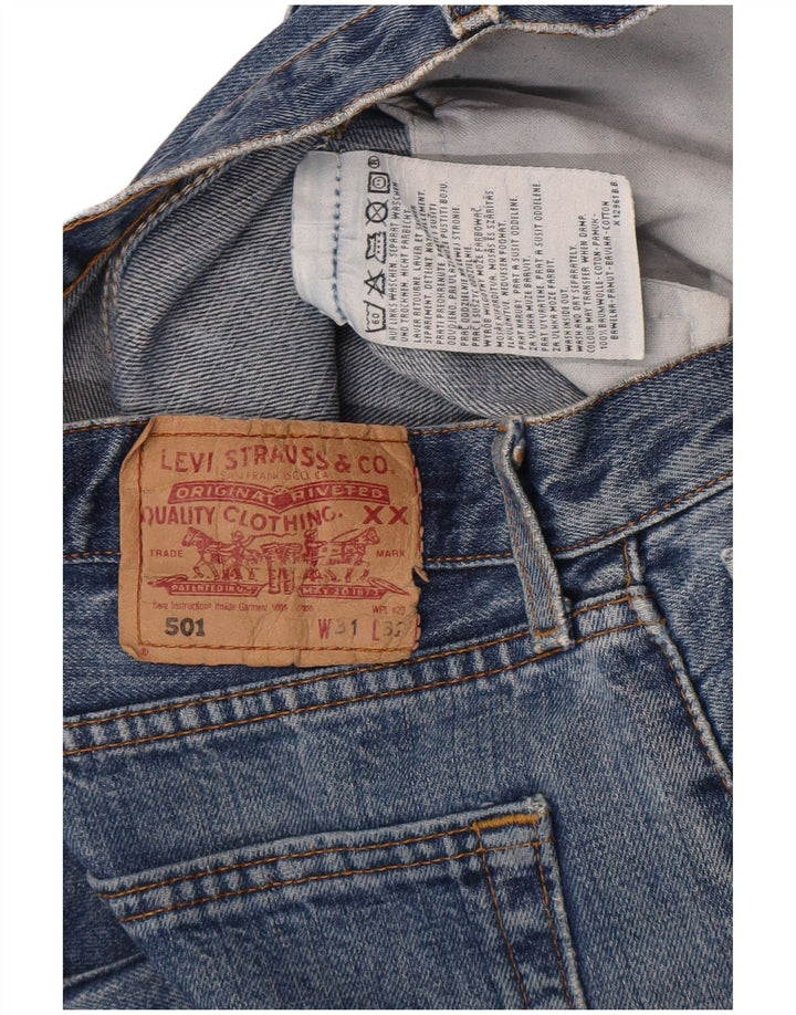 Calça Jeans Levis Feminina 501 Distressed Straight W31 L32 Azul Algodão