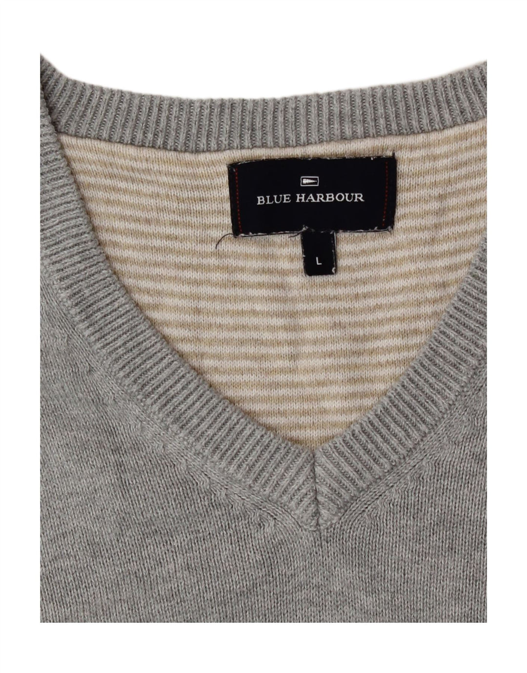 Regata masculina Marks & Spencer Blue Harbor com decote em V, grande cinza