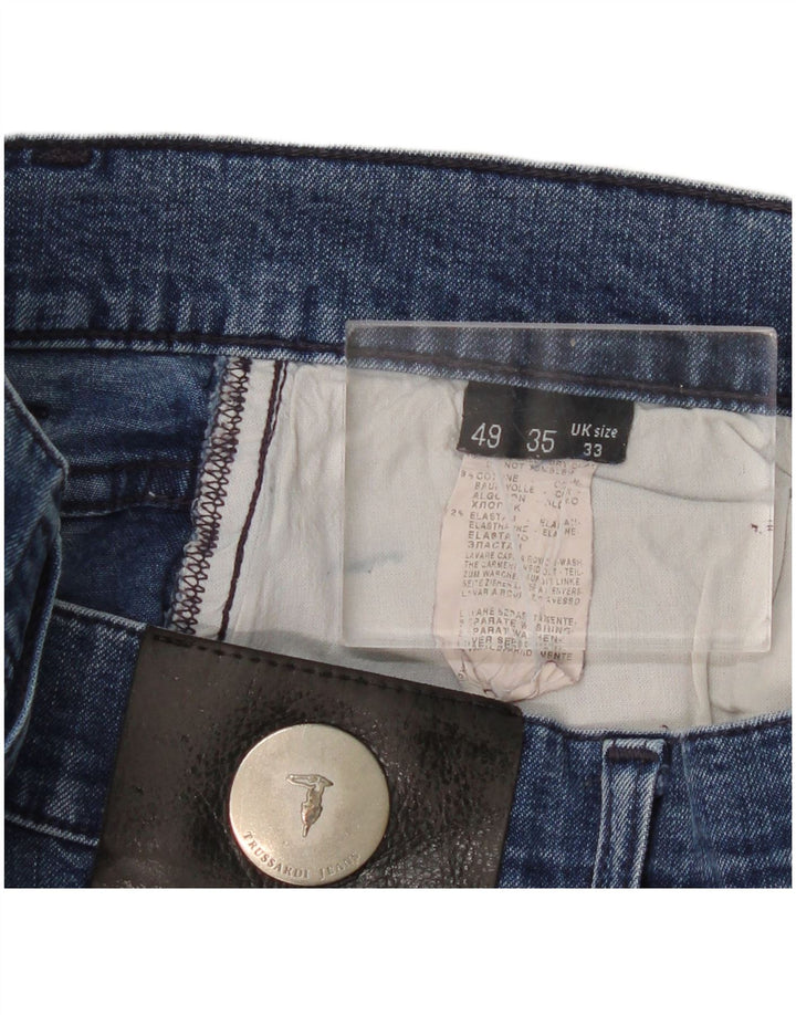 Jeans retos masculinos TRUSSARDI W33 L33 algodão azul
