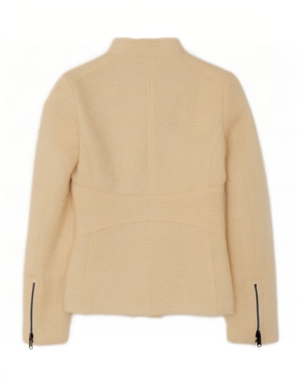 Jaqueta blazer feminina com zíper completo Zara EU 40 médio off white lã
