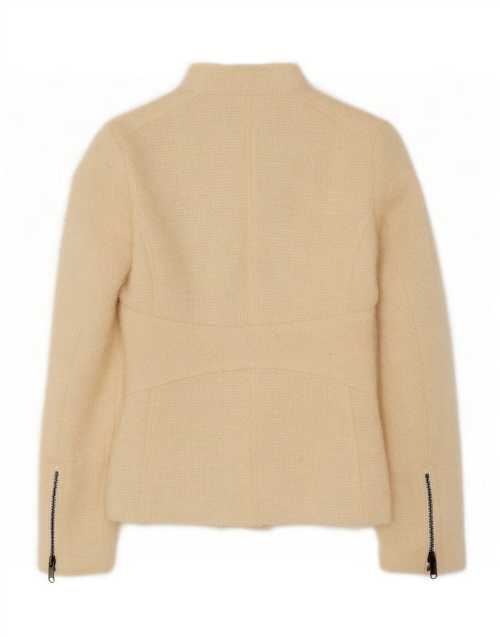 Jaqueta blazer feminina com zíper completo Zara EU 40 médio off white lã
