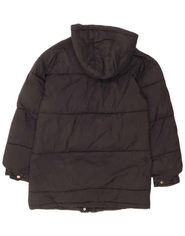 Casaco acolchoado grande com capuz feminino Topshop Reino Unido 6 XS preto nylon
