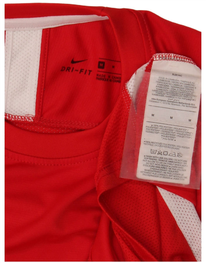 Camiseta masculina Nike Dri Fit Top médio vermelho colorblock poliéster