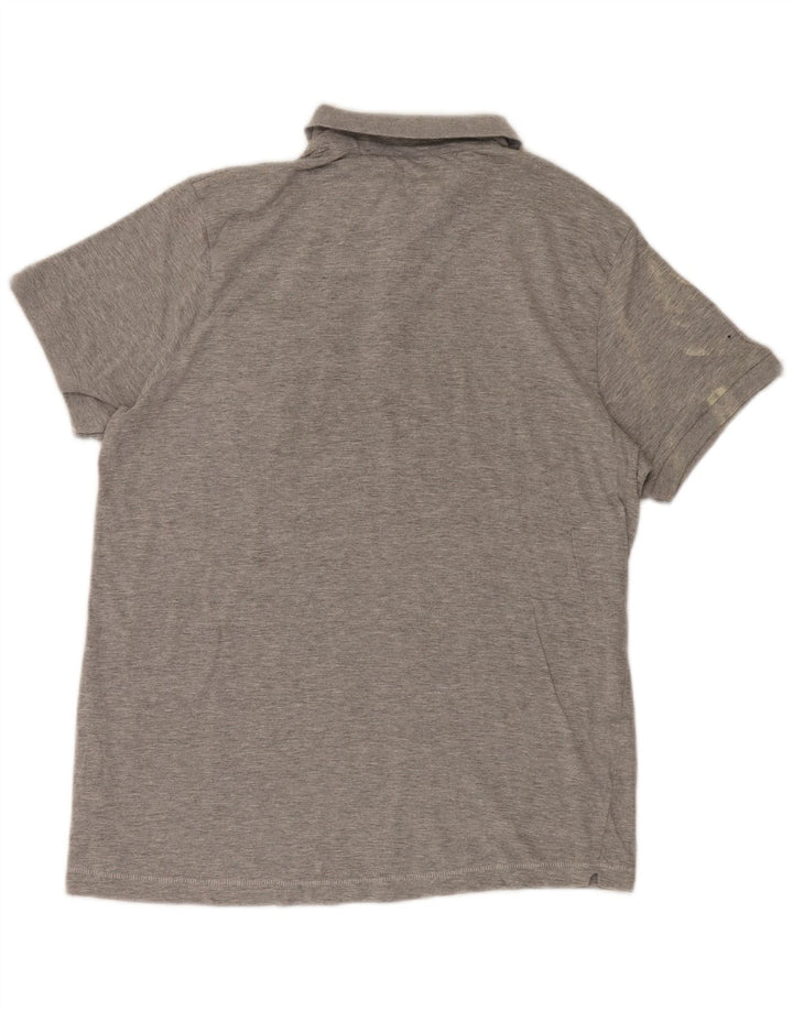 Camisa polo masculina XL da French Connection algodão manchado cinza