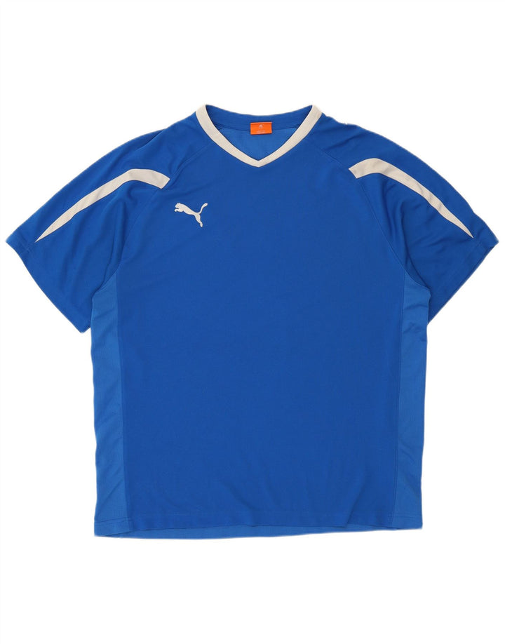 Camiseta masculina Puma grande azul colorblock poliéster