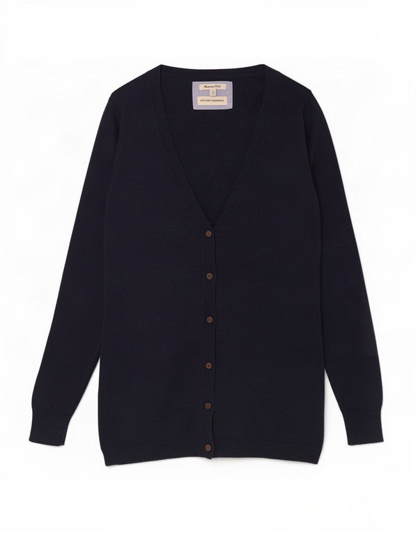 Suéter cardigã feminino Massimo Dutti Reino Unido 10 pequeno algodão azul marinho