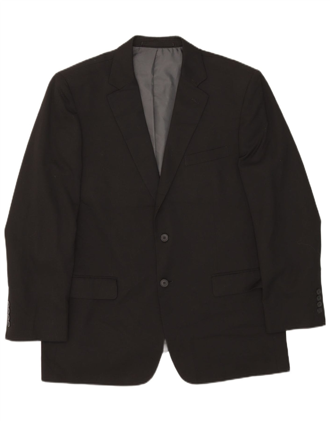 Jaqueta blazer masculina de 2 botões Marks & Spencer Reino Unido 42 grande poliéster preto