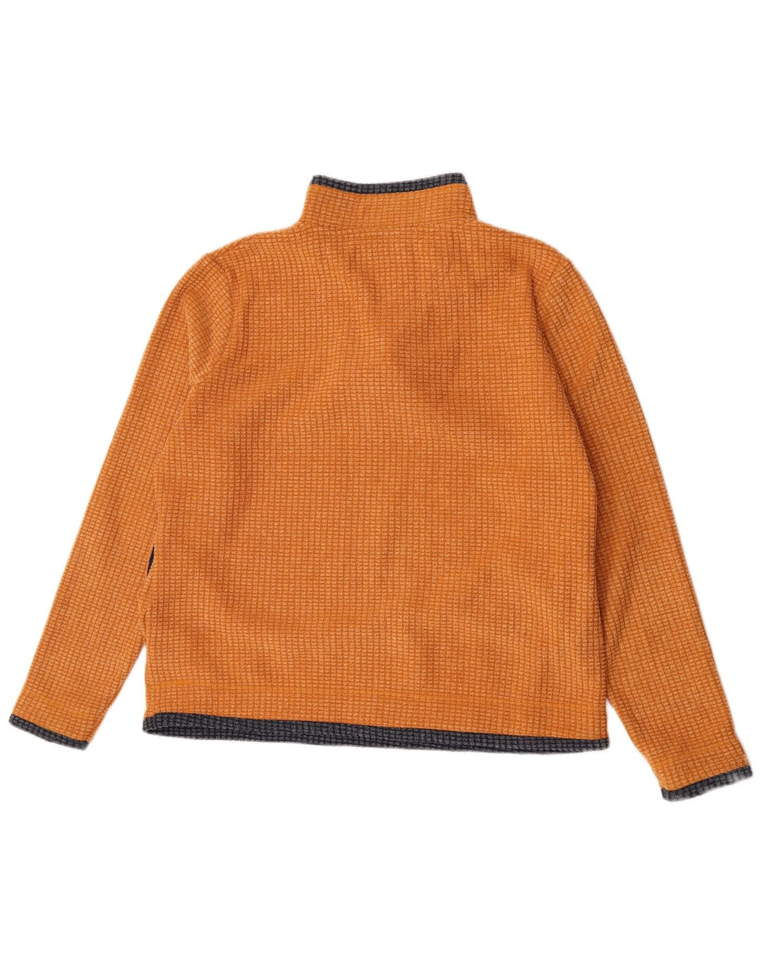 Jumper de lã feminino estranho com decote em zíper Reino Unido 16 grande poliéster laranja
