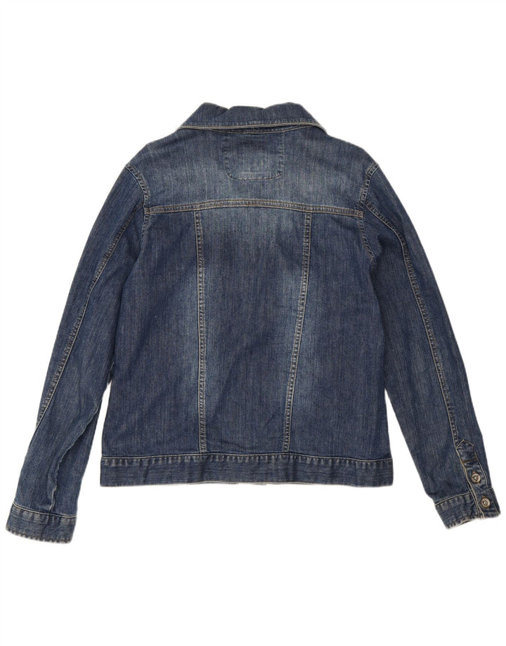 Jaqueta jeans feminina Fat Face Reino Unido 16 grande algodão azul