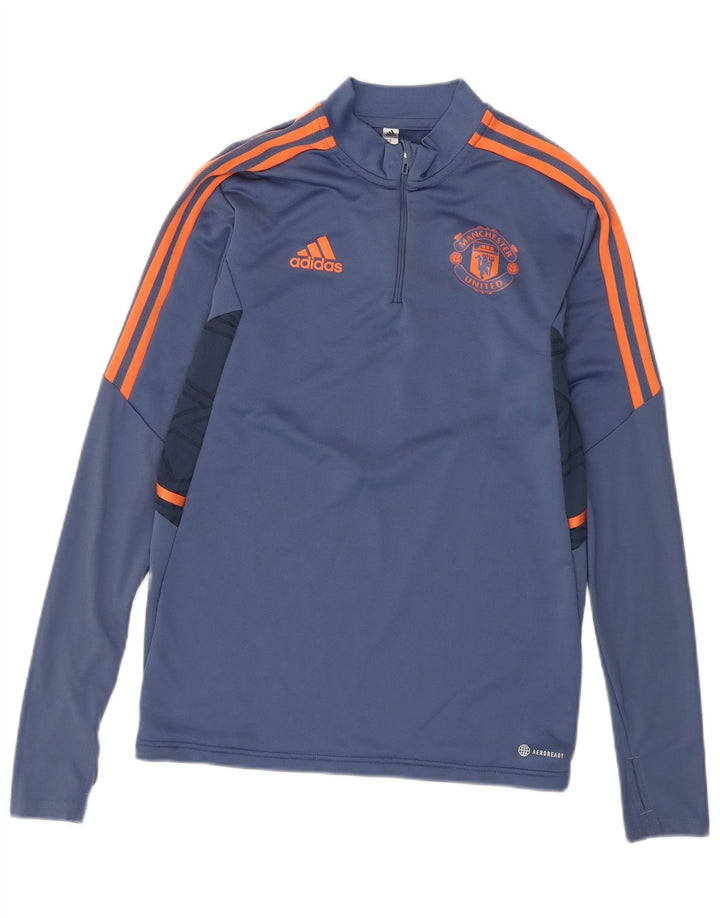 Adidas Mens Manchester United Pullover Treino Top Pequeno Azul Colorblock