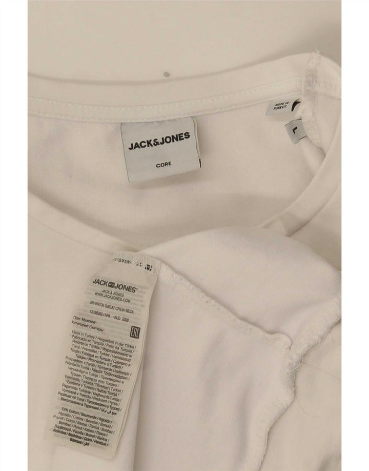 Jack & Jones moletom gráfico masculino jumper grande algodão branco