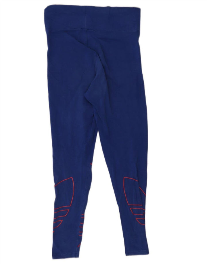 Adidas Womens Graphic Leggings UK 14 Médio Azul Algodão