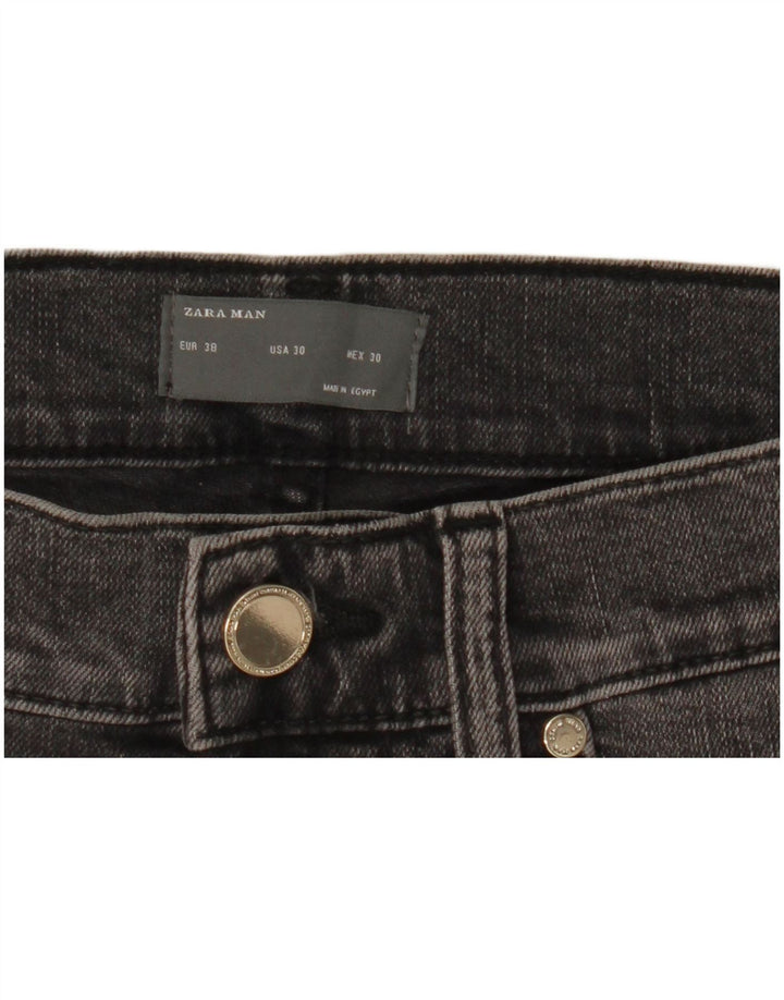 ZARA Mens Straight Jeans EU 38 Pequeno W30 L29 Preto