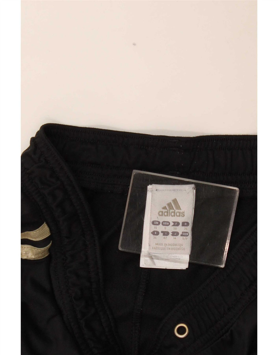 Calça de treino feminina Adidas UK 10 pequena poliéster preto