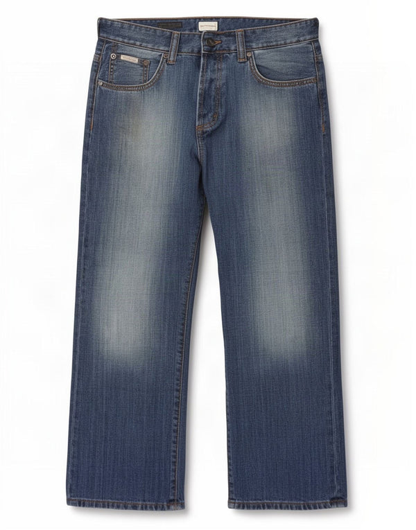 Calça jeans reta masculina Calvin Klein W32 L30 azul algodão
