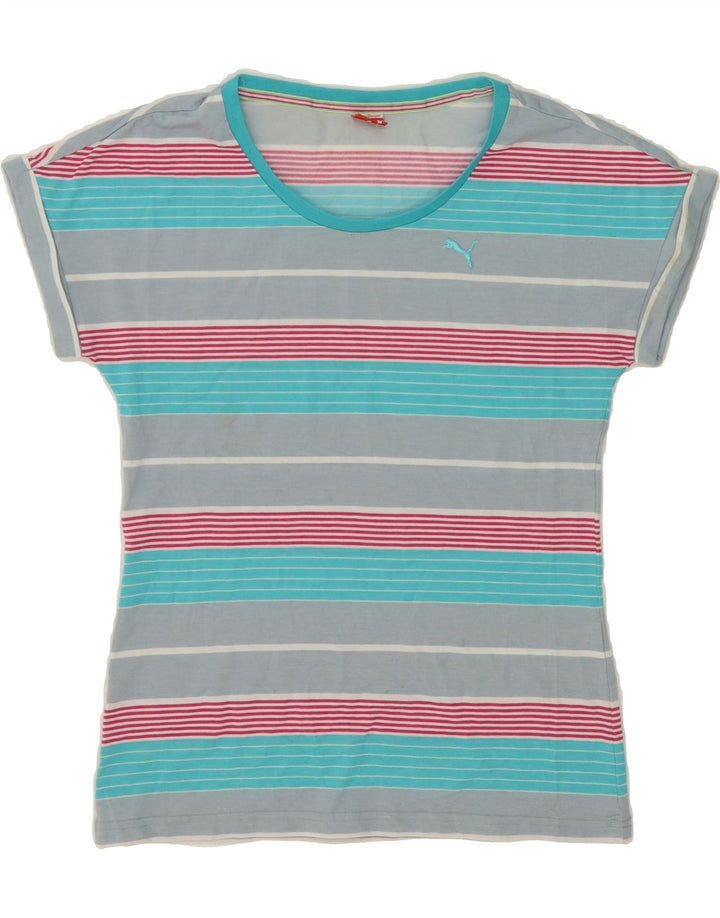 PUMA Womens T-Shirt Top UK 14 Large Multicoloured Striped Vintage Puma and Second-Hand Puma from Messina Hembry 