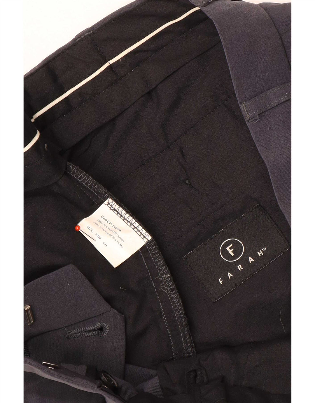 Calça masculina Farah de terno reto W34 L32 poliéster cinza