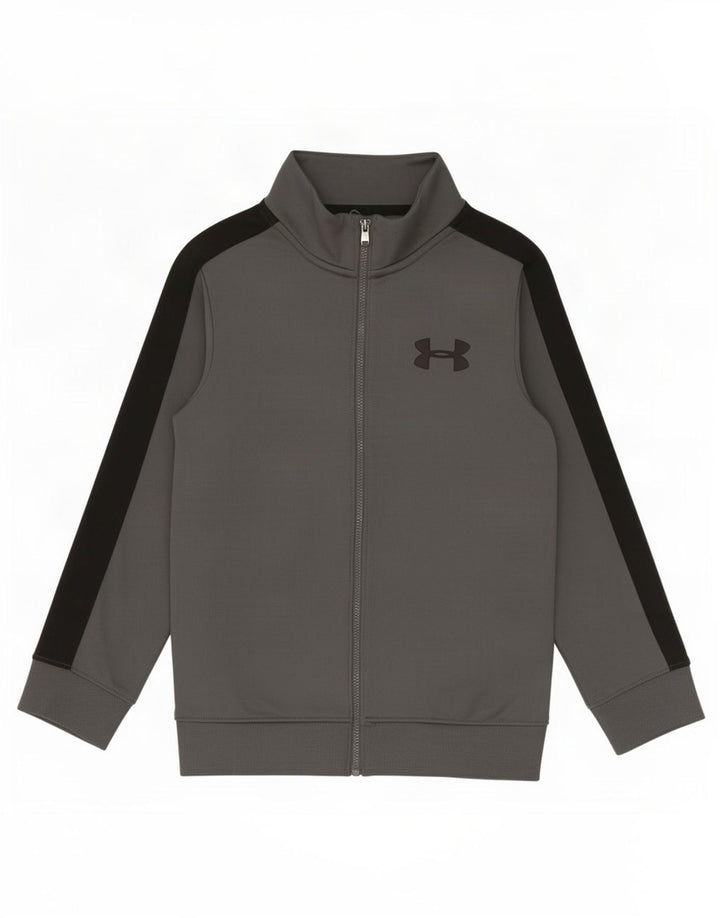 Under Armour Boys Tracksuit Top Jacket 7-8 anos pequeno cinza colorblock