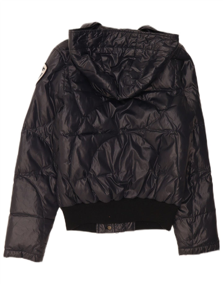 Jaqueta feminina acolchoada com capuz Blauer UK 14 médio azul marinho poliamida