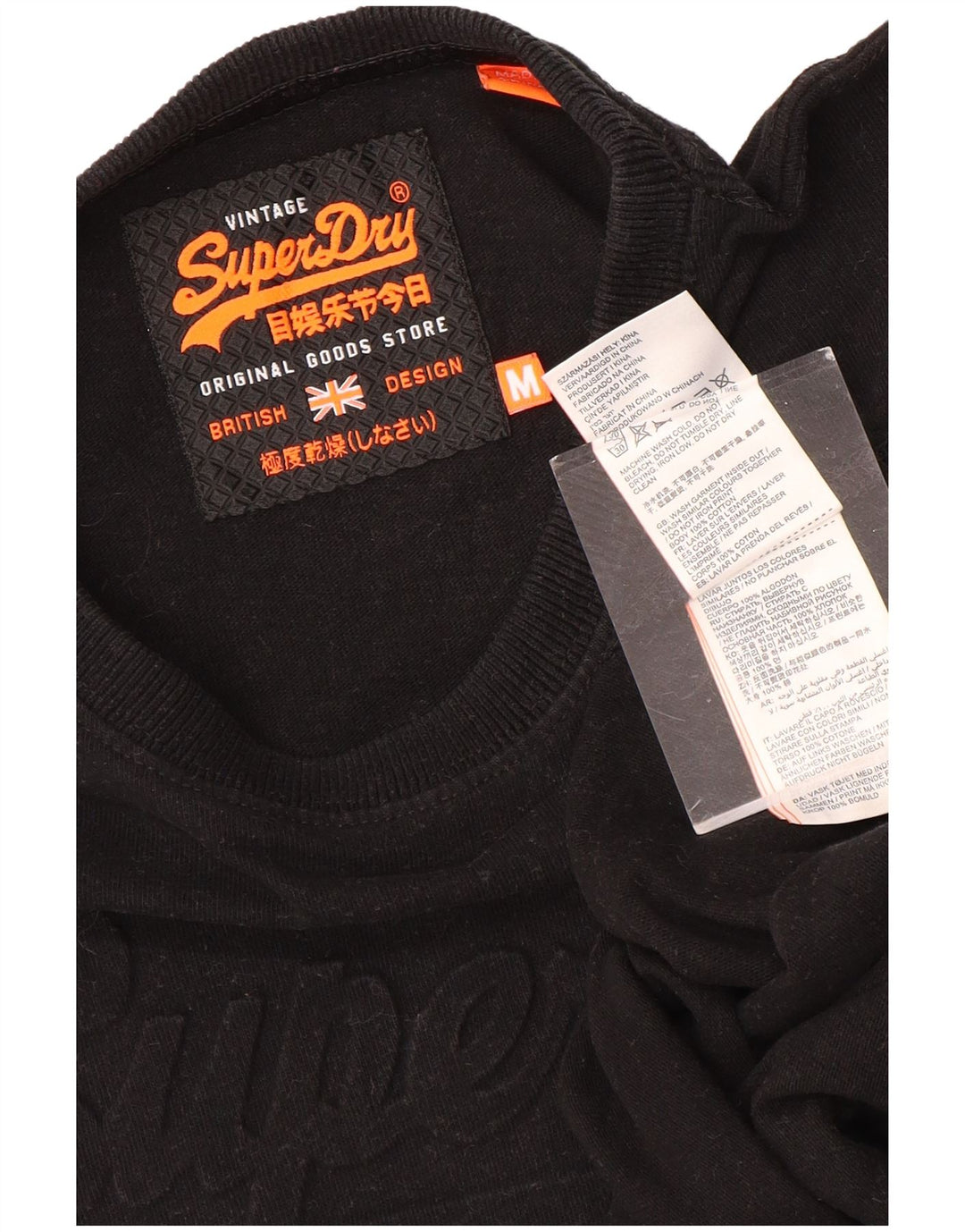 Camiseta masculina gráfica SUPERDRY Top médio algodão preto