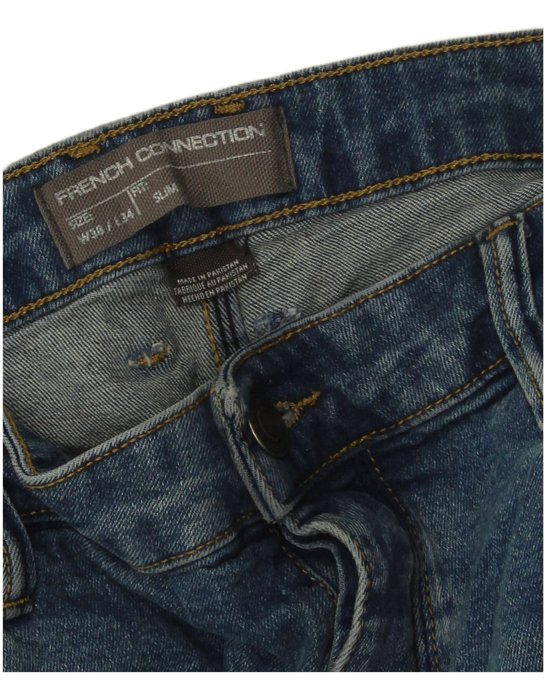 French Connection Masculino Slim Jeans W38 L34 Azul Algodão