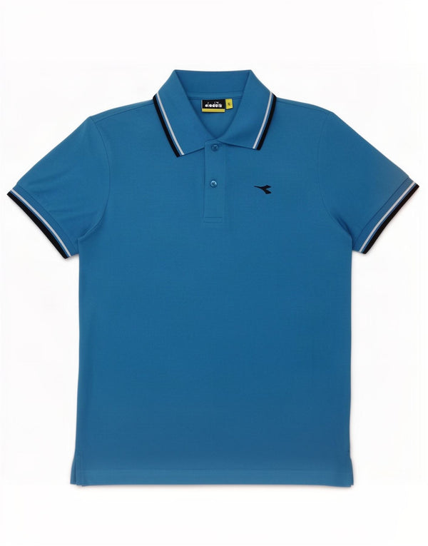 Camisa polo masculina Diadora pequena azul algodão