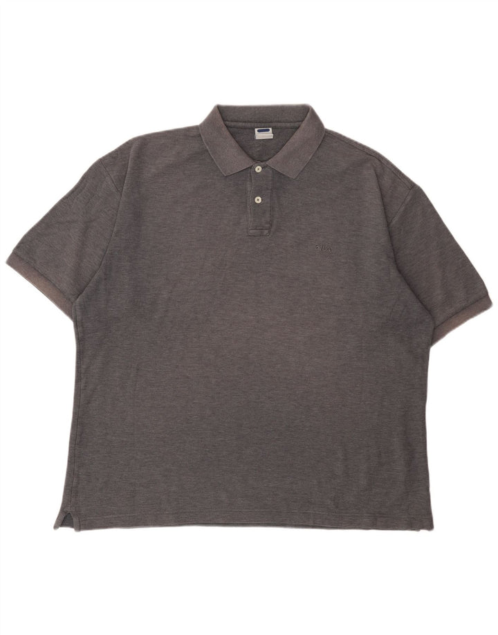 Camisa polo masculina Fila IT 56 XL cinza manchado de algodão
