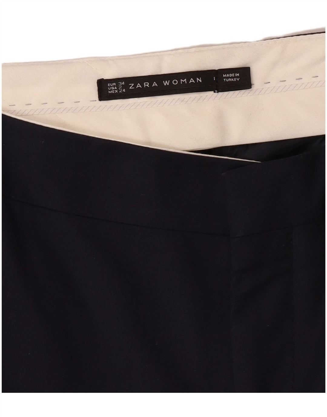 ZARA Calça Chino Feminina Reta EU 34 2XS W24 L28 Azul Marinho