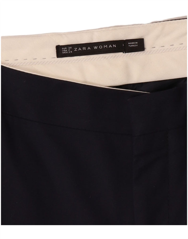 ZARA Calça Chino Feminina Reta EU 34 2XS W24 L28 Azul Marinho
