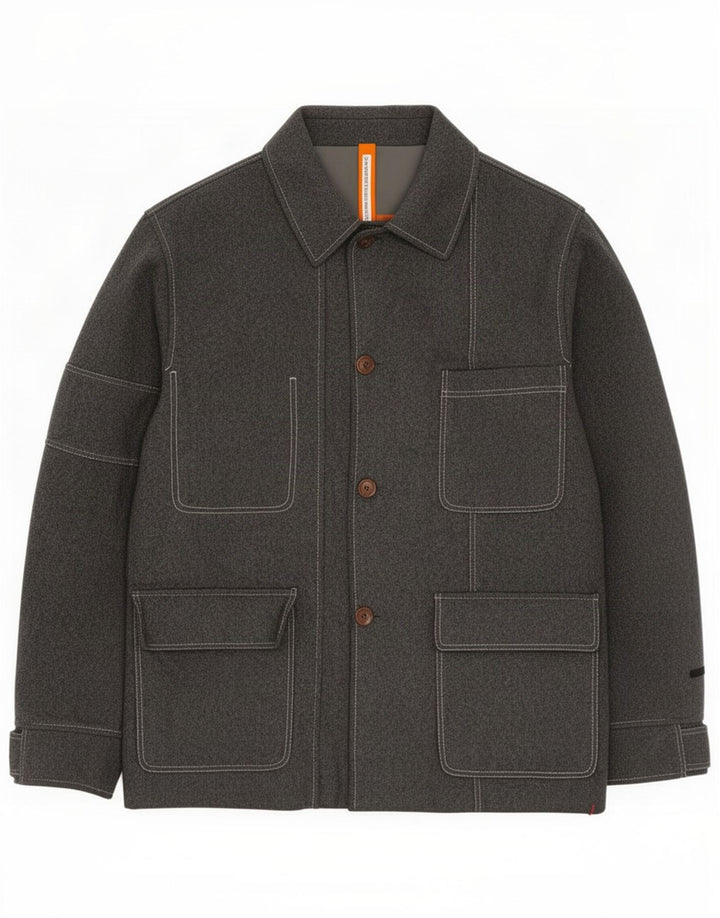 JC De Castelbajac Jaqueta utilitária masculina IT 52 XL Lã cinza