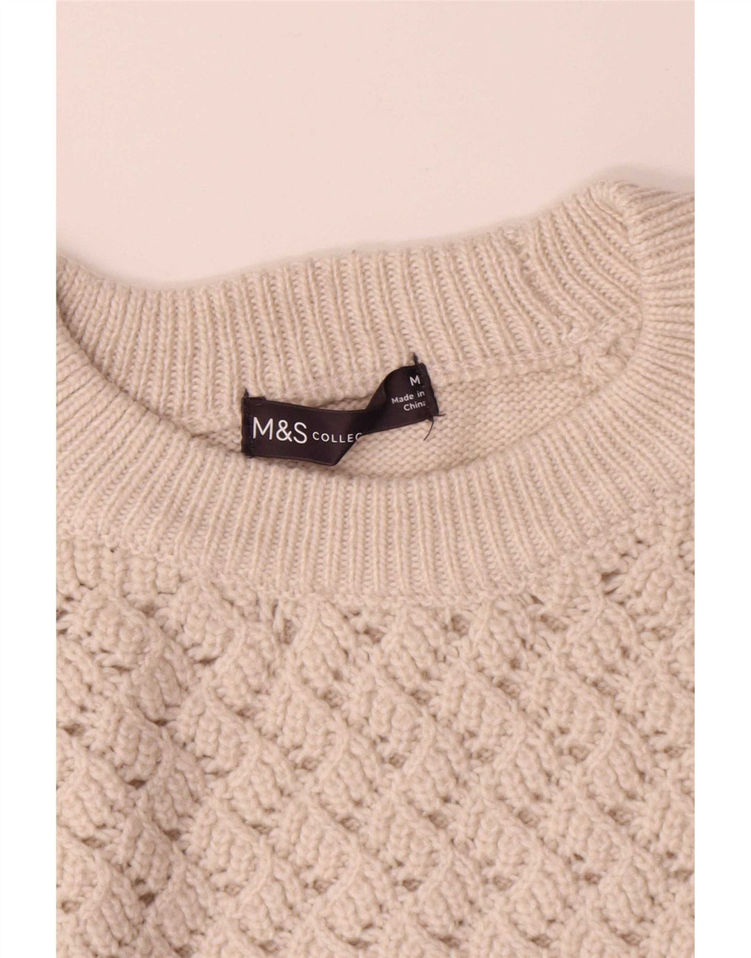 Suéter feminino Marks & Spencer com gola canoa UK 14 médio off white